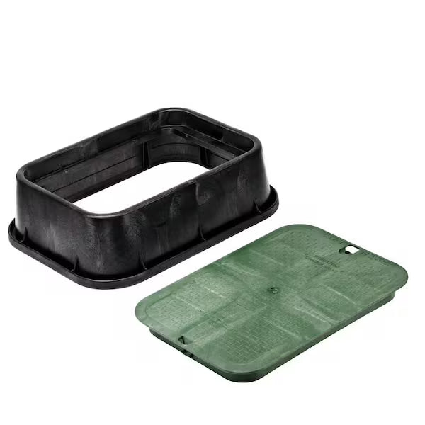 NDS Standard Valve Box Tapered Rectangle 13 in. x 20 in. x 6 in. H Black Box/Green Lid Overlapping ICV