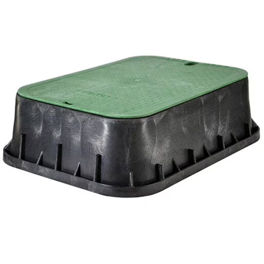 NDS Standard Valve Box Tapered Rectangle 13 in. x 20 in. x 6 in. H Black Box/Green Lid Overlapping ICV